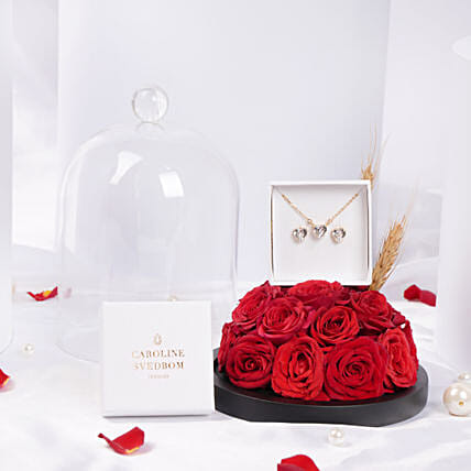 Valentina Heart Swarovski Crystals & Roses: Kiss Day Gifts