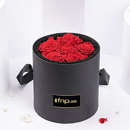 6 Red Preserved Roses Box: Valentines Day Gifts to Umm Al Quwain