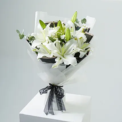 Charming White Lilies Bouquet: Lilies flowers Bouquet