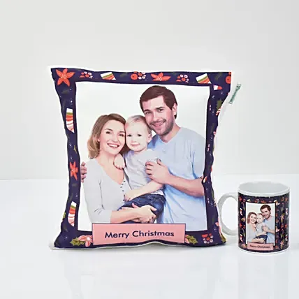 Christmas Joy Personalised Cushion n Mug: Christmas Combo Gifts