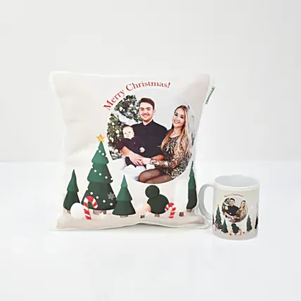 Christmas Tree Personalised Cushion n Mug: 