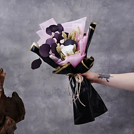 Crimson Dry and Forever Flowers Bouquet: Artificial Flower Bouquets