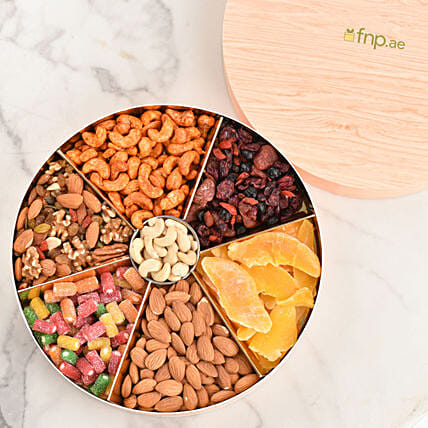 Dry Fruit In Round Box: Dry fruit Hampers for Diwali