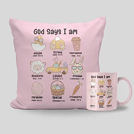 Easter Fun Mug And Cushion Set: Personalised Easter Gifts