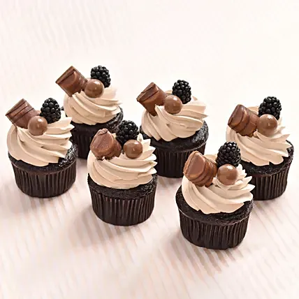 Eggless Chocolate Cup Cakes 6 Pcs: Cupcake Delivery