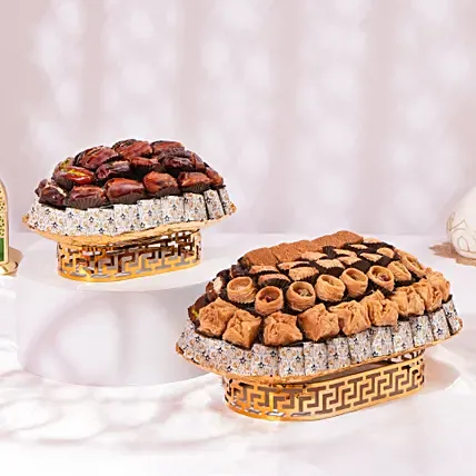 Set of Two Dates and Chocolates Platters: Arabic Sweets