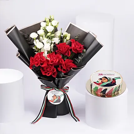 كومبو باقة ورد وكيكة يوم المرأة الإماراتية: Chocolate Combos