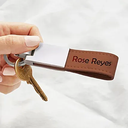 Engraved Leather Keychain With Text: Engraved Gifts in Dubai