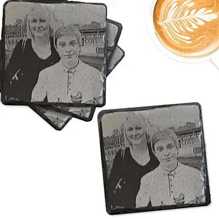 Engraved Photo Slate Coaster 4 Pieces: Kitchen Accessories