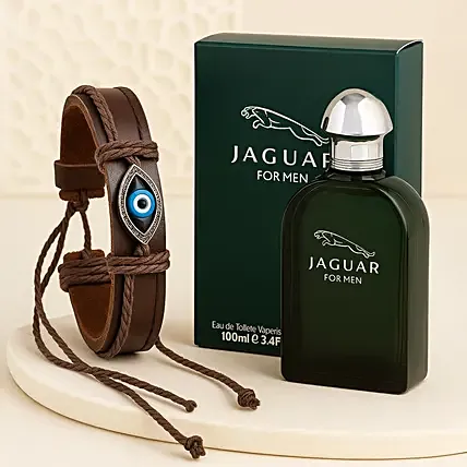 Evil Eye Bracelet Rakhi And Jaguar Perfume Men Edt: 
