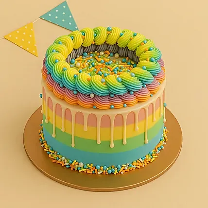 Exquisite Vanilla Rainbow Cake: 