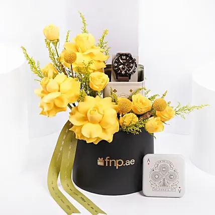 Fossil Brown Leather Watch Gift Box For Him: 