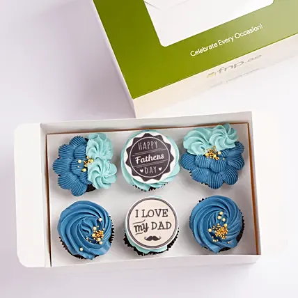 مجموعة كب كيك عيد الأب بتصاميم زرقاء: كب كيك