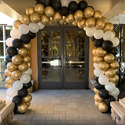 Gold Black and White Balloon Arch: Grand Opening Gifts