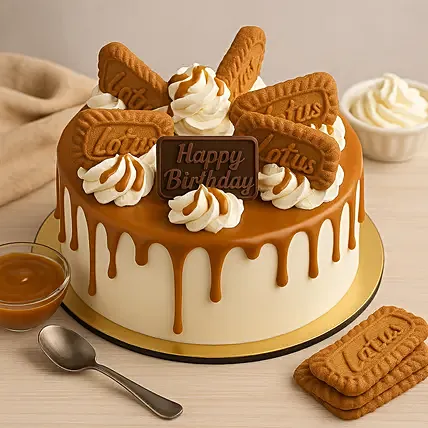 Half Kg Lotus Biscoff Cake For Birthday: Lotus Cakes