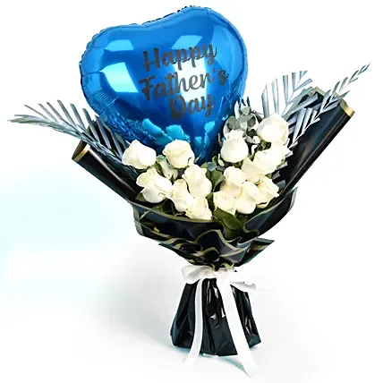 Happy Fathers Day Flower with Balloon: Father's Day Gifts