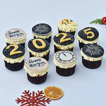 Happy New Year Cup Cakes 10 Pcs: New Year Cakes