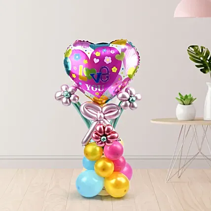 I Love Balloon Flowers Pillar: Helium Balloons Delivery