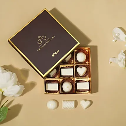 شوكولا بلجيكيه فاخرة - بوكس 9 قطع شوكولا بيضاء: شوكولا بلجيكية فاخرة