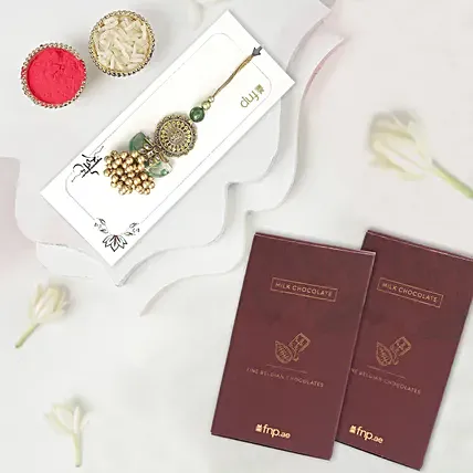 Jeweled Jade Affair Lumba N Milk Chocolates: Lumba Rakhi