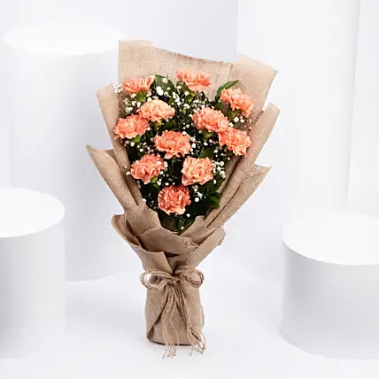 Lovely Orange Carnations Bouquet: Carnation Flower Bouquets