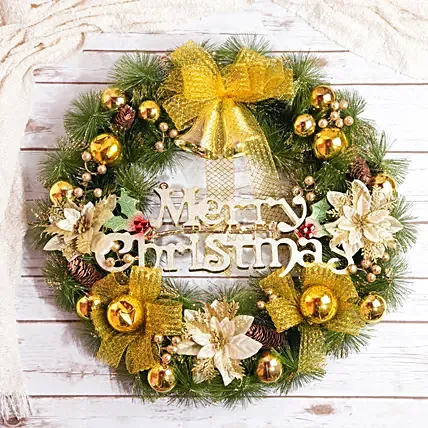 Merry Christmas Wreath: Christmas Flowers