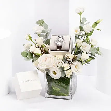 مزهرية ورد مع ساعة مايكل كورس دارسي فاشون نسائية: ساعات