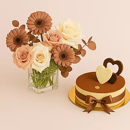 Monochrome Flowers and Tiramisu Cake: Flowers and Cake 