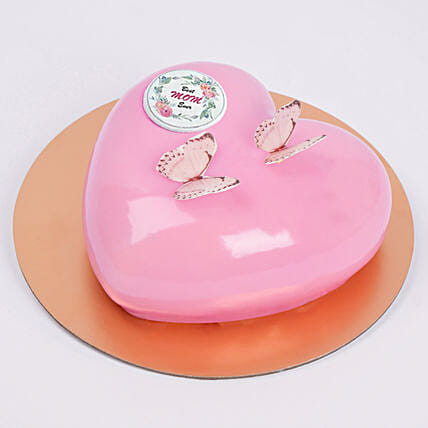 هدية كيك شكل قلب لون وردي 500 غ: كيك عيد الأم