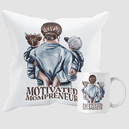 Motivated Mompreneur Mug And Cushion Combo: Mothers Day Mugs