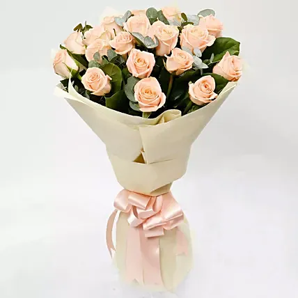 Peach Love 20 Roses Bouquet: Birthday Flower Bouquets