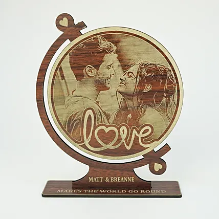 برواز صور خشبي دائري حسب الطلب مع قاعدة مناسب للطاولة: حفر على الهدايا