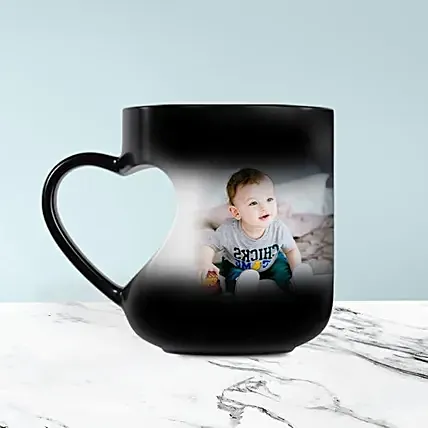 Personalized Black Heart Handle Magic Mug: Personalised Mugs Dubai