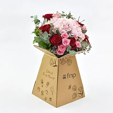 Pink and Red Flowers Beauty: Flower Box Bouquet