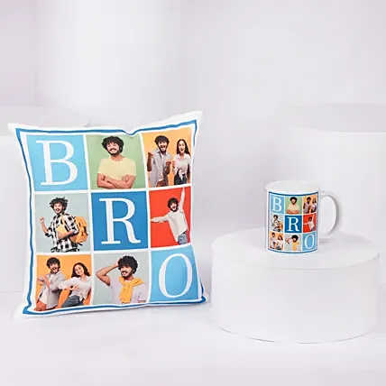Rakhi Special Bro Cushion and Coffee Mug Combo: 