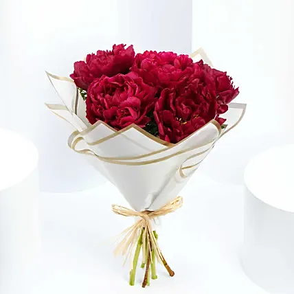Red Peonies Bouquet: Anniversary Flowers