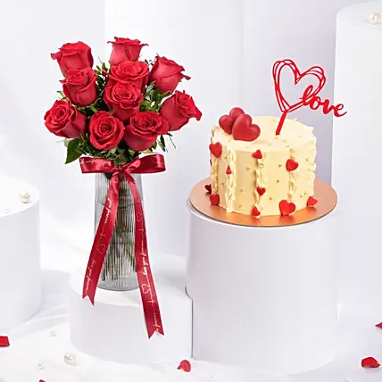Red Roses And Love Cake: Promise Day Gifts