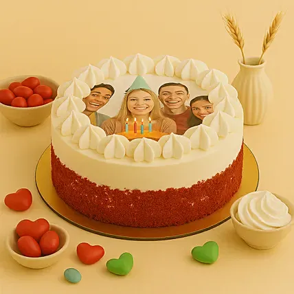 Red Velvet Photo Cake For Birthday: Capture Memories: Personalized Photo Cakes