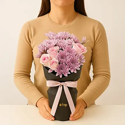 Rose And Chrysanthemum Ensemble: Karwa Chauth Gift for Wife