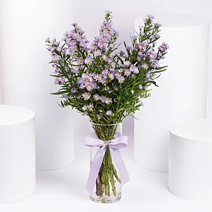 Birthday Aster Flowers Vase: Aster Flower Bouquet 