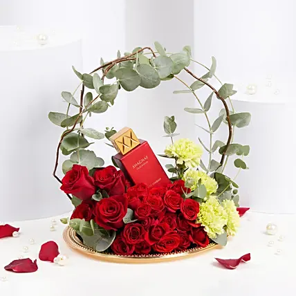 Shaghaf Oud By Swiss Arabian with Roses: Birthday Flower Arrangements