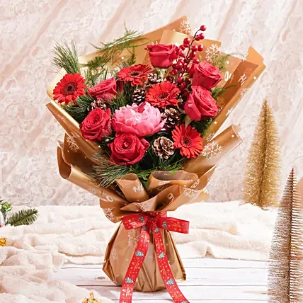 Snowflakes And Roses Bouquet: New Year Gifts