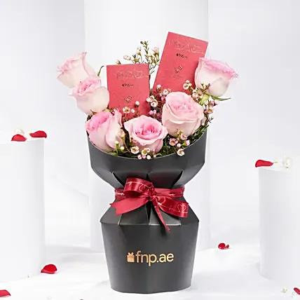 Sweet Combo Pink Roses And Chocolates: Chocolate Day Gifts