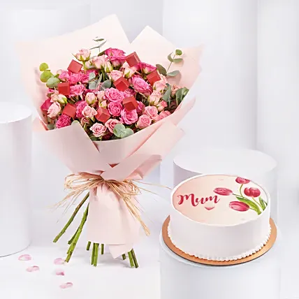 دفء الأم | كومبو ورد وكيك: تنسيقات هدايا جديدة