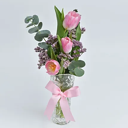 Three Tulip in a Vase: Women's Day Flowers