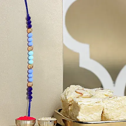 Tranquil Harmony Beads Rakhiand Soan Papdi: Rakhi with Sweets