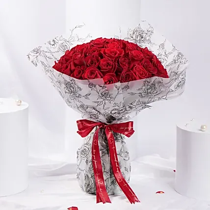 Red 50 Roses Bouquet: Valentine's Day Gifts