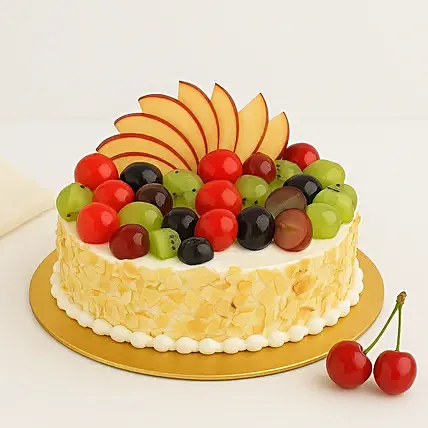 كيك الفانيليا المميز المزين بالفواكه: توصيل كيك بتصميم مميز في نفس اليوم