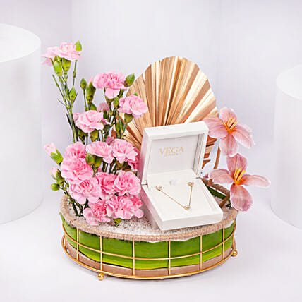 Vega Heart Diamond Necklace And Earring Gift Set For Her: 