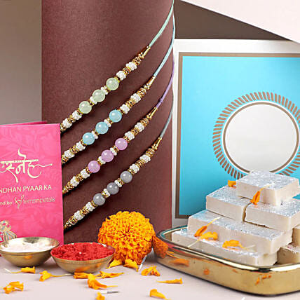 Zen Beadwork Rakhi N Kaju Katli: Rakhi With Cookies